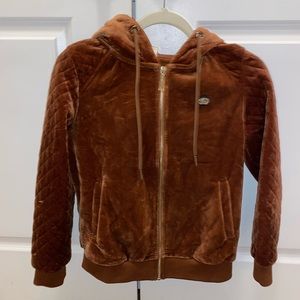 Prada Imitation Velvet Brown Zipper Hoodie